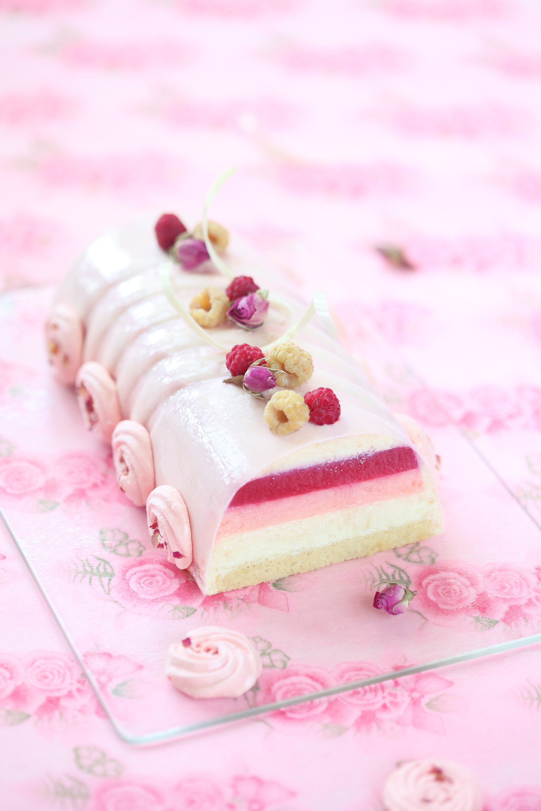 Lychee and Rose Mousse Cake