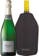 Privat Brut Nature Chardonnay Cava 2017 & Le Creuset Coller Sleeves (Black)-405267