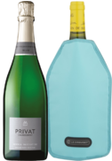 Privat Brut Nature Chardonnay Cava 2017 & Le Creuset Coller Sleeves (Blue)-405268