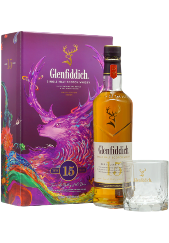 Glenfiddich 15 Year Old Single Malt Whisky + Rock Glass Set-344775