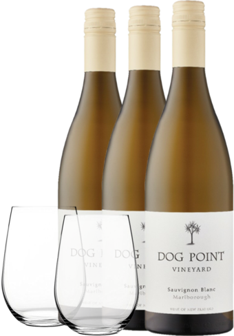 Dog Point Sauvignon Blanc 2023 3-Bottle Pack with Riedel O Wine Tumbler Set-393931